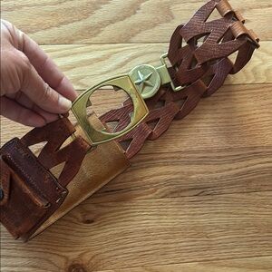 Leather belt vintage - stylish with pockets
